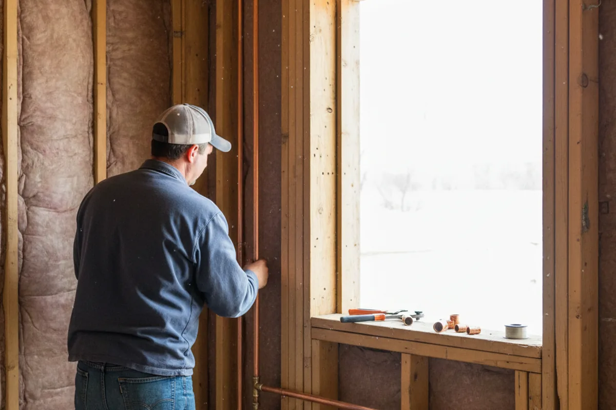 Licensed plumber running new copper supply lines in a Rockville home